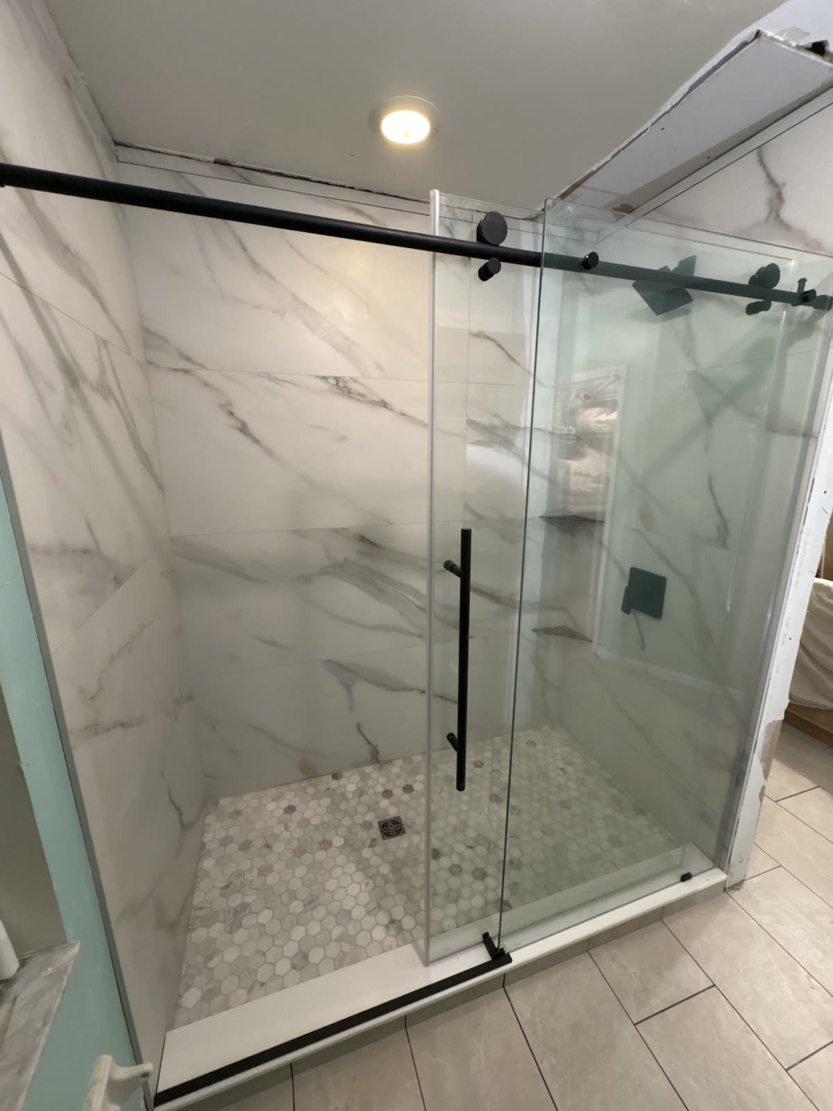 Shower Glass and Tile Detail for Punta Gorda bathroom remodeling project