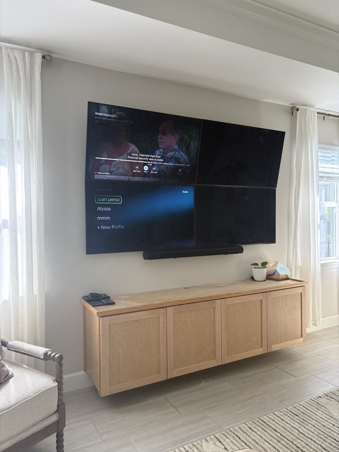 Wall-mounted TV and cabinet area for Fort Myers handyman mounting service
