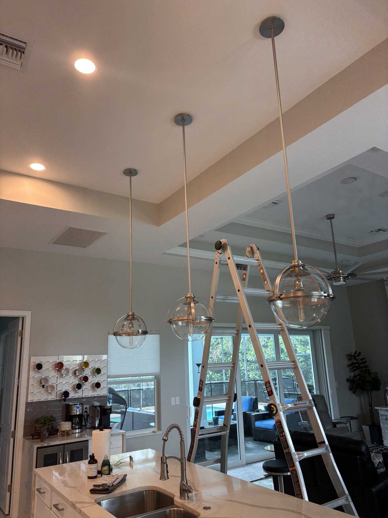 Kitchen pendant lighting update for Punta Gorda handyman fixture replacement service